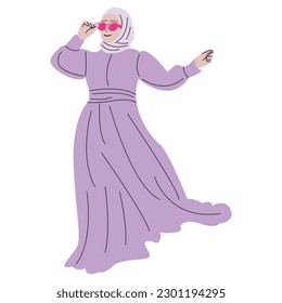 modern muslim women dress design vector