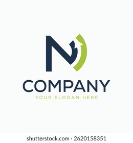 modern n arrow logo vector concept