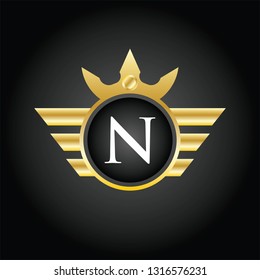 Modern N Circle Crown Logo  Illustration, Vector.