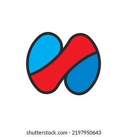 Modern N Initial, letter, alphabet font logo vector design