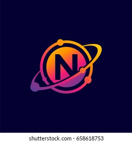 Modern N initial Orbit Logo, N initial Science Logo template designs