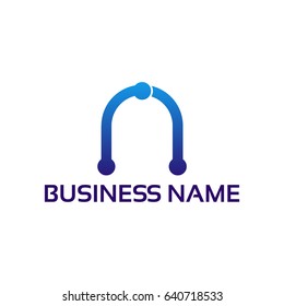 Modern N initial technology logo template designs
