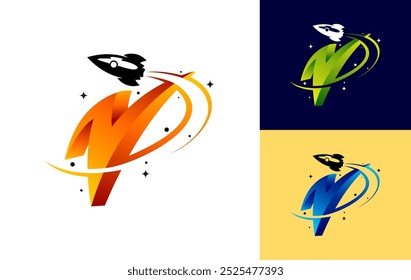 Vector de concepto de diseños de logotipo de viaje inicial N moderno