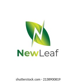 Modern n letter leaf logo design template