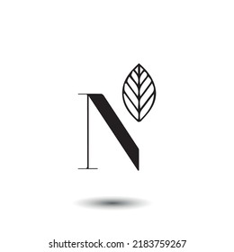 Modern N letter and leave logo design vector template
