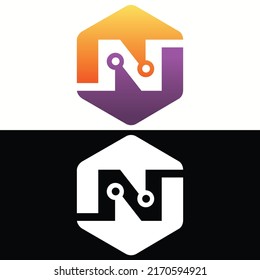 Modern N letter logo Design with gradient vector, for digital and tech business 