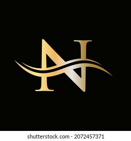 Modern N Logo Design for business and company identity. Creative N letter with luxury concept