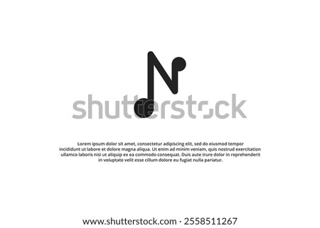 modern n logo with musical note