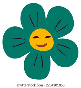 Modern naive vintage 70s style simple hippie style - flowers and plants,trend illustration.