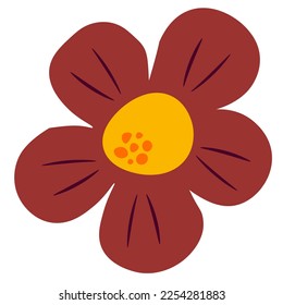 Modern naive vintage 70s style simple hippie style - flowers and plants,trend illustration.