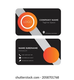 Modern Name Card Vector Design with Black and Orange Theme Color