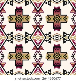 Modern Native American pattern. Vector colorful aztec southwestern Navajo geometric shape seamless pattern. Ethnic geometric pattern use for fabric, textile, home decoration elements, upholstery, etc