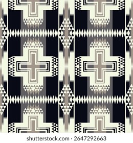Modern Native American pattern. Vector monochrome aztec southwestern Navajo geometric shape seamless pattern. Ethnic geometric pattern use for fabric, textile, home decoration elements, upholstery.
