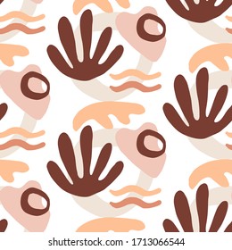 Modern Natural Abstractions seamless pattern. Collage with organic shapes. Earthy colors. Textile fabrics print, wallpapers, wrapping papers, packaging design.