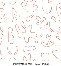 Modern Natural Abstractions seamless pattern. Collage with organic shapes. Earthy colors. Textile fabric print, wallpaper, wrapping paper, packaging design.