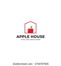 Modern natural apple fruit on house icon design logo concept icon template