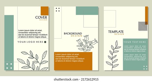 modern and natural cover template with hand drawn leaf elements. abstract background design for presentations, catalogs, brochures