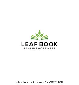 Modern natural leaf icon with book design logo concept icon template