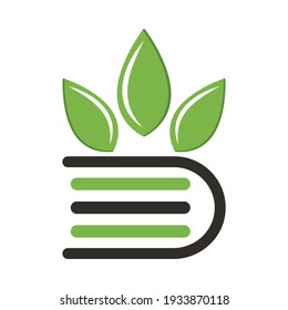 Modern natural leaf icon with book  logo concept template design. farming book logo illustration.