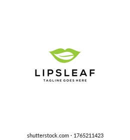 Modern natural leaf with lips icon design logo concept icon template