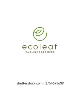 Modern natural leaf on E sign icon design logo concept icon template