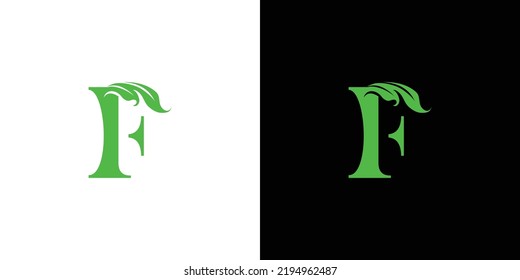 Modern and natural letter F initials logo design 