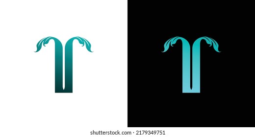 Modern and natural letter T initials logo design