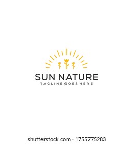 Modern natural sun with flower icon design logo concept icon template