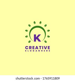 modern nature circle green K logotype simple design concept.