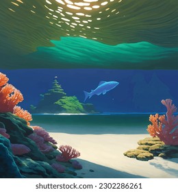 modern nature clean underwater sea corals vector illustration