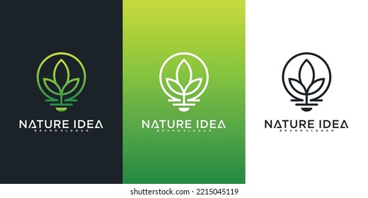 Modern nature idea logo design with unique combined bulb and leaf Premium Vektor