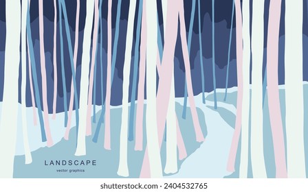 Modern nature landscape in a minimalist style. Retro realism. Contemporary aesthetic art. Design for page, poster, magazine, brochure, flyer, wallpapers, interior.
 Vector template