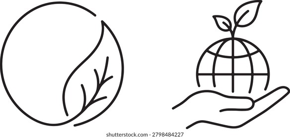 A modern nature layout outline set featuring an environment crest showing an active plant growing on top of a mapped world globe.
Represents planetary rehabilitation, global green policies, organic agricultural networks, and worldwide nature preservation.
Great for high-level ecological presentation slide decks, corporate green foundation portals, and international research documents.