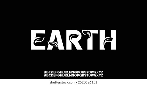 modern nature leaf earth green tree abstract digital alphabet font. minimal technology typography, creative urban sport fashion futuristic font and with numbers. vector illustration