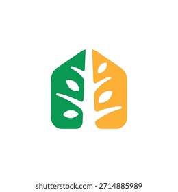 Ilustración vectorial moderna del logotipo de la hoja de la naturaleza, con tonos verdes y amarillos vibrantes. Ideal para marcas ecológicas, productos orgánicos o empresas sostenibles. Diseño gráfico fácilmente personalizable.
