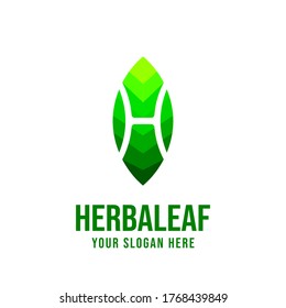 Modern Nature Logo combining Letter H and Leaf Shape