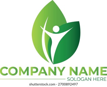 Modern Nature logo featuring abstract person in vibrant green leaf.