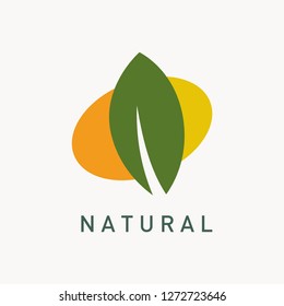 Modern nature logo template. Simple leaf green icon. 