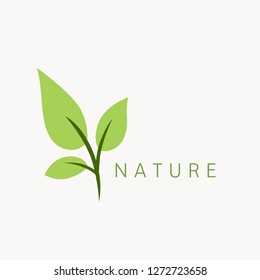 Modern nature logo template. Simple leaf green icon. 