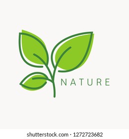 Modern nature logo template. Simple leaf green icon. 