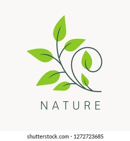 Modern nature logo template. Simple leaf green icon. 