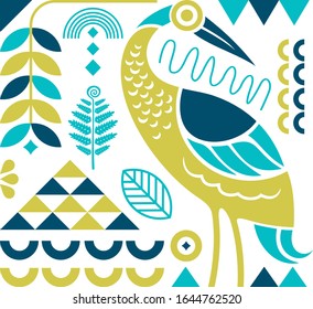 modernes Naturmuster. Musterdesign mit tropischen Tier- und Pflanzenobjekten