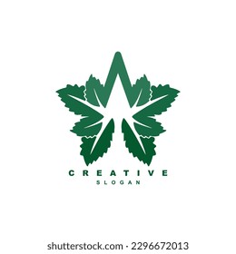 Modern nature star leaf logo design. Creative star from leaf logo for your brand or business