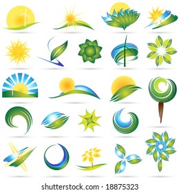 Modern nature symbol set