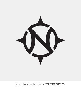 Modern navigation logo shaped like the letter N with color black and white