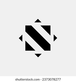 Modern navigation logo shaped like the letter N with color black and white