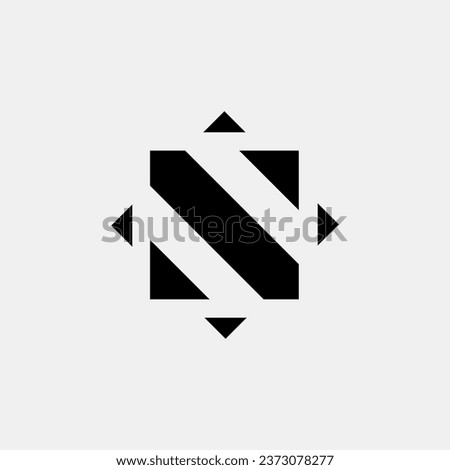 Modern navigation logo shaped like the letter N with color black and white