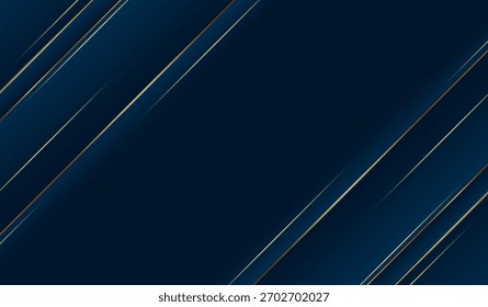 Fondo azul marino moderno con elegantes líneas doradas para un diseño abstracto premium.