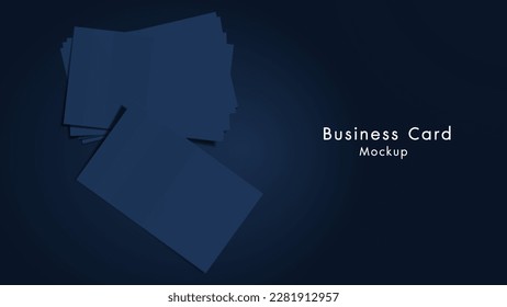 Modern navy business cards mockup tamplate with dark background. Vector illustration