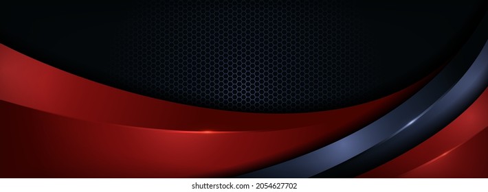 Modern Navy and Red Combination Background with Futuristic Overlap Layered Style Concept.